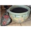 Image 6 : Hand Painted Rock, Decorative Pottery Vases, Blue Glass Decor and Assorted Brass Bell