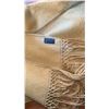 Image 7 : Leather Recliner Armchair with Yellow Mohair Fringed Throw and Wood Frame Lounge Chair