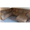 Image 1 : Beige Microfabric Sectional Sofa with Attached Chaise Lounge