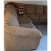 Image 2 : Beige Microfabric Sectional Sofa with Attached Chaise Lounge