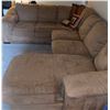Image 6 : Beige Microfabric Sectional Sofa with Attached Chaise Lounge
