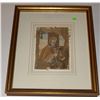 Image 1 : Framed Textile Artwork Depicting Cleric with Handphone Detail