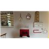 Image 1 : Kitchen Decor with Wall Shelf, Broom Set, Miniature China, Mugs, Paper Towel Dispenser