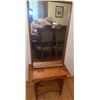 Image 1 : Pine Wood Vanity Table with Rectangular Mirror and Heart Cutout Detail