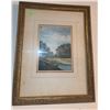 Image 1 : Framed Landscape Painting with River Scene and Gilt Wood Frame