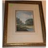 Image 3 : Framed Landscape Painting with River Scene and Gilt Wood Frame