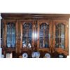 Image 3 : Stained Wood China Cabinet Hutch with Glass Panel Doors and Brass Hardware