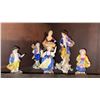 Image 2 : Wall Mounted Wood Display Cabinet with Assorted Ceramic and Porcelain Figurines