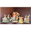 Image 3 : Wall Mounted Wood Display Cabinet with Assorted Ceramic and Porcelain Figurines