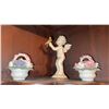 Image 4 : Wall Mounted Wood Display Cabinet with Assorted Ceramic and Porcelain Figurines
