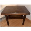 Image 1 : Rectangular Wood Side Table with Stud Detail and Lower Shelf