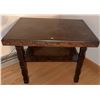 Image 2 : Rectangular Wood Side Table with Stud Detail and Lower Shelf