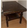 Image 3 : Rectangular Wood Side Table with Stud Detail and Lower Shelf