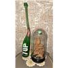 Image 2 : Blue and Gold Snare Drum, 7UP Bottle, and Carved Wood Sculpture Under Glass Dome