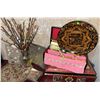 Image 1 : Decorative Wooden Tray, Cutlery Set, Red Tin Box, and Mixed Table Decor Group
