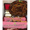 Image 2 : Decorative Wooden Tray, Cutlery Set, Red Tin Box, and Mixed Table Decor Group