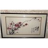 Image 1 : Framed Chinese Watercolour Plum Blossom Painting with Calligraphy