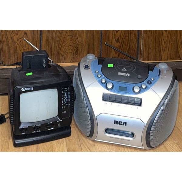 Curtis Portable TV Radio and RCA Stereo Bass Reflex CD Cassette Boombox