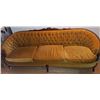Image 1 : Carved Wood Frame Sofa with Tufted Gold Velvet Upholstery