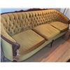 Image 3 : Carved Wood Frame Sofa with Tufted Gold Velvet Upholstery