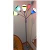 Image 1 : Five-Light Floor Lamp with Multi-Coloured Plastic Shades and Grey Metal Base
