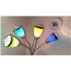 Image 2 : Five-Light Floor Lamp with Multi-Coloured Plastic Shades and Grey Metal Base