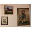 Image 1 : Three Framed Needlepoint Pictures: Horses, Figure in Green Coat, Floral Motif