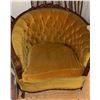 Image 1 : Tufted Velvet Upholstered Wood-Framed Barrel Chair