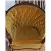 Image 2 : Tufted Velvet Upholstered Wood-Framed Barrel Chair