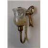 Image 3 : Wall Hooks: Brass Bow Sconce with Glass Holder and Square Botanical Resin Plaque