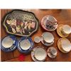 Image 1 : Asian Porcelain Teacup Sets, Tray, and Ornate Serving Utensils