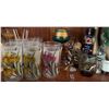 Image 2 : 6 Floral Frosted Glasses with Yellow and Pink Iris Motif
