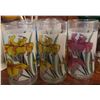 Image 3 : 6 Floral Frosted Glasses with Yellow and Pink Iris Motif