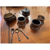 Image 2 : Birks Sterling Silver Open Salt Cellars, Lidded Mustard Pot, Condiment Bowl and Spoons