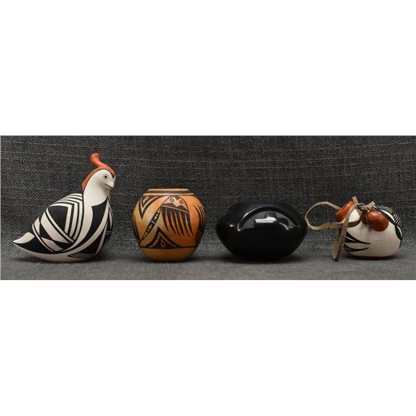 THREE PUEBLO POTTERY ITEMS ONE CERAMIC