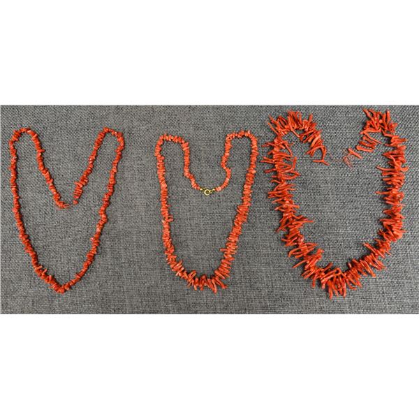 THREE CORAL NECKLACES