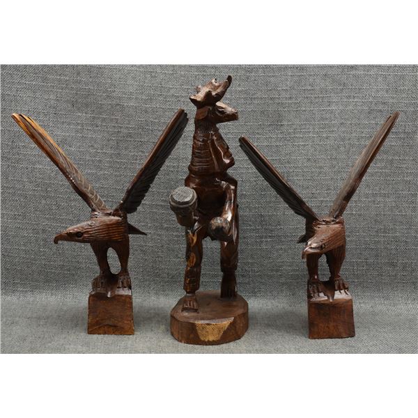 THREE SERI IRON WOOD CARVINGS