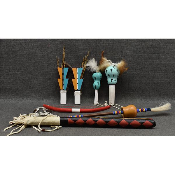 NATIVE AMERICAN RATTLES AND DANCE ITEMS