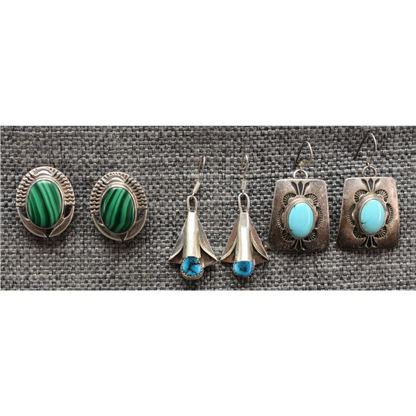 NAVAJO EARRINGS (R.LEE, IRV PAUL, LOUISE YAZZIE)