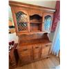 Image 1 : Wood Hutch With Leaded Glass Doors