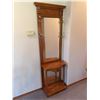Image 1 : Oak Hall Tree With Mirror and Storage Drawer