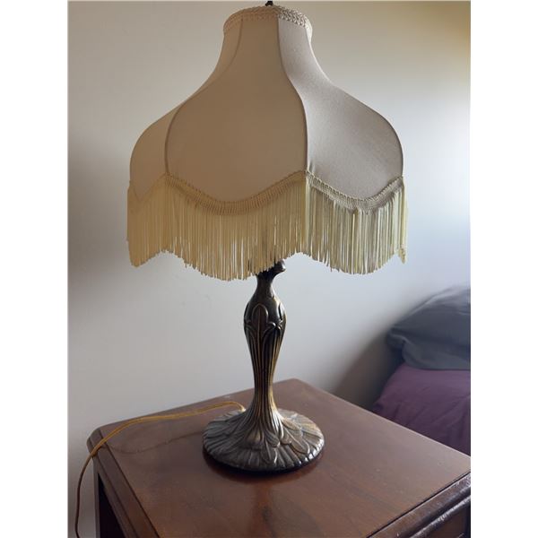 Table Lamp With Fabric Shade and Ornate Base