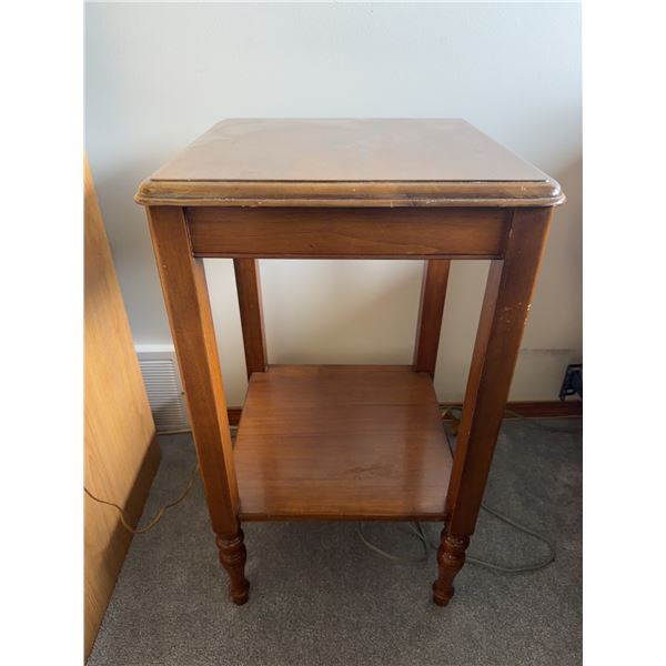 Square Wood Side Table With Lower Shelf