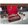 Image 1 : Stainless Rose Flatware Set and Silver Rim Glasses