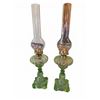 Image 1 : Green Pressed Glass Oil Lamps