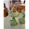Image 2 : Green Pressed Glass Oil Lamps