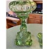 Image 3 : Green Pressed Glass Oil Lamps