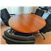 Image 3 : Oak Pedestal Dining Table with 4 Caster Chairs