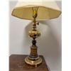 Image 3 : Wood Nightstand With Brass Table Lamp