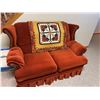 Image 1 : Rust Upholstered Loveseat with Skirted Base